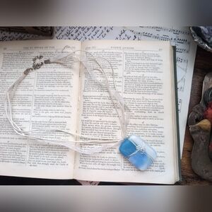 Blue and White Pendant Necklace